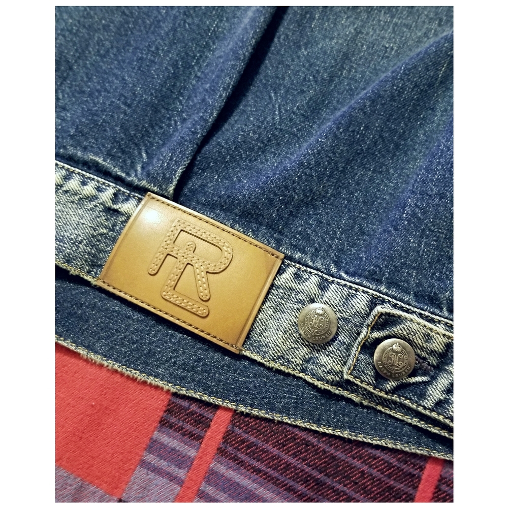 ☆NWT☆RALPH LAUREN PURPLE LABEL DISTRESSED DENIM JACKET- WOMEN'S SIZE LARGE - Picture 12 of 13